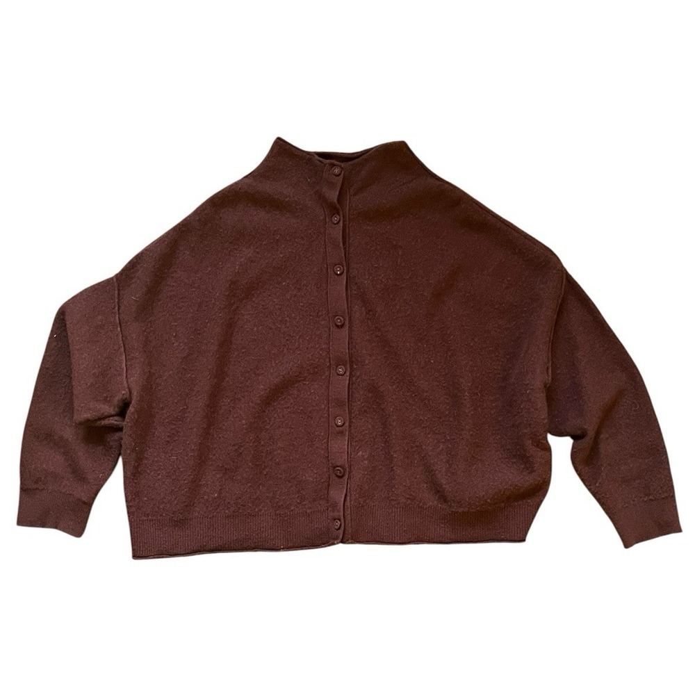 Pilcro Anthropologie Alani 100% Cashmere Cardigan Sweater Brown Crop, Size Mediu